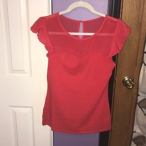 Express Red Flutter Sleeve Top